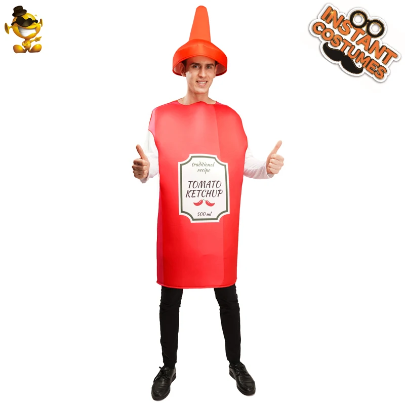 Adult Tomato Ketchup Costume Halloween Cosplay Outfits Fancy Dress Up  Christmas Role Play Ketchup Jumpsuit for Unisex| | - AliExpress