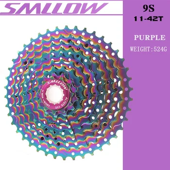 

SMLLOW Bicycle Cassette Flywheel 9-Speed 11-42T MTB Bike Flywheel Colorful with Bike Chain Set