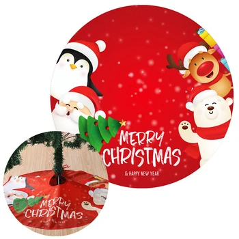 

90cm Red brushed cloth Christmas Tree Skirt Cloth Base Floor Mat Cover Party Decoration New Year Christmas Ornaments Decor