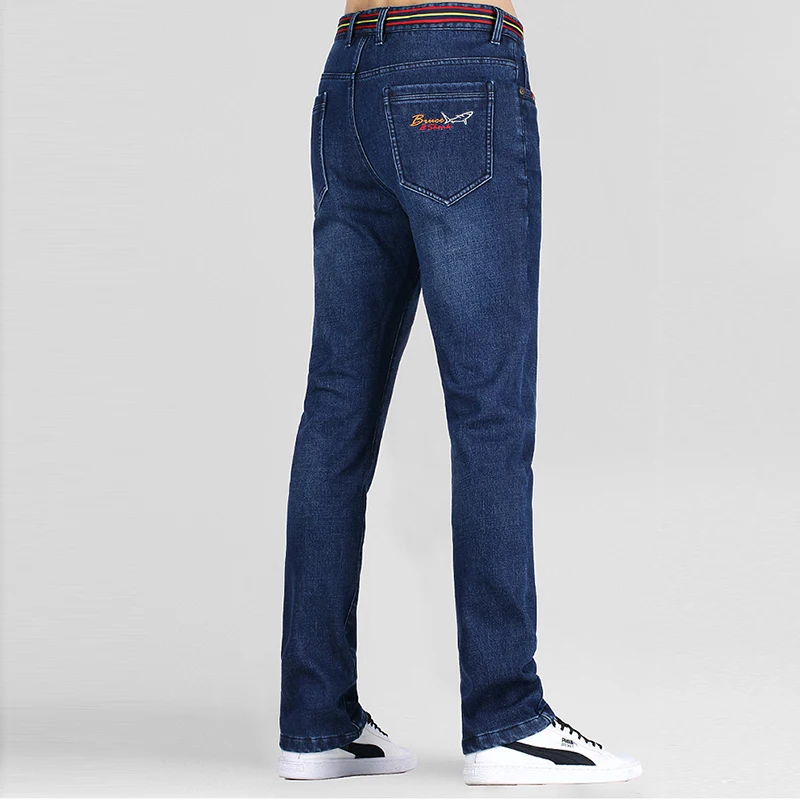 Bruce&Shark Fashion Men blue Jeans Elastic Trousers Slim Fit Balplein Brand Jeans With Logo Stretch Ripped Jeans 8257 large size