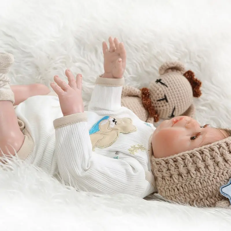 

48cm Realistic Reborn Doll Soft Full Silicone Vinyl Newborn Babies Boy Lifelike Handmade Toy Children Birthday Gifts Y4QA