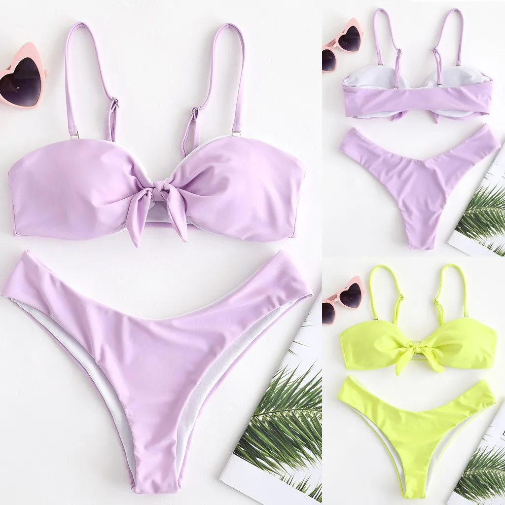 Купальник бикини SAGACE женский однотонный комплект из 2 предметов пикантный