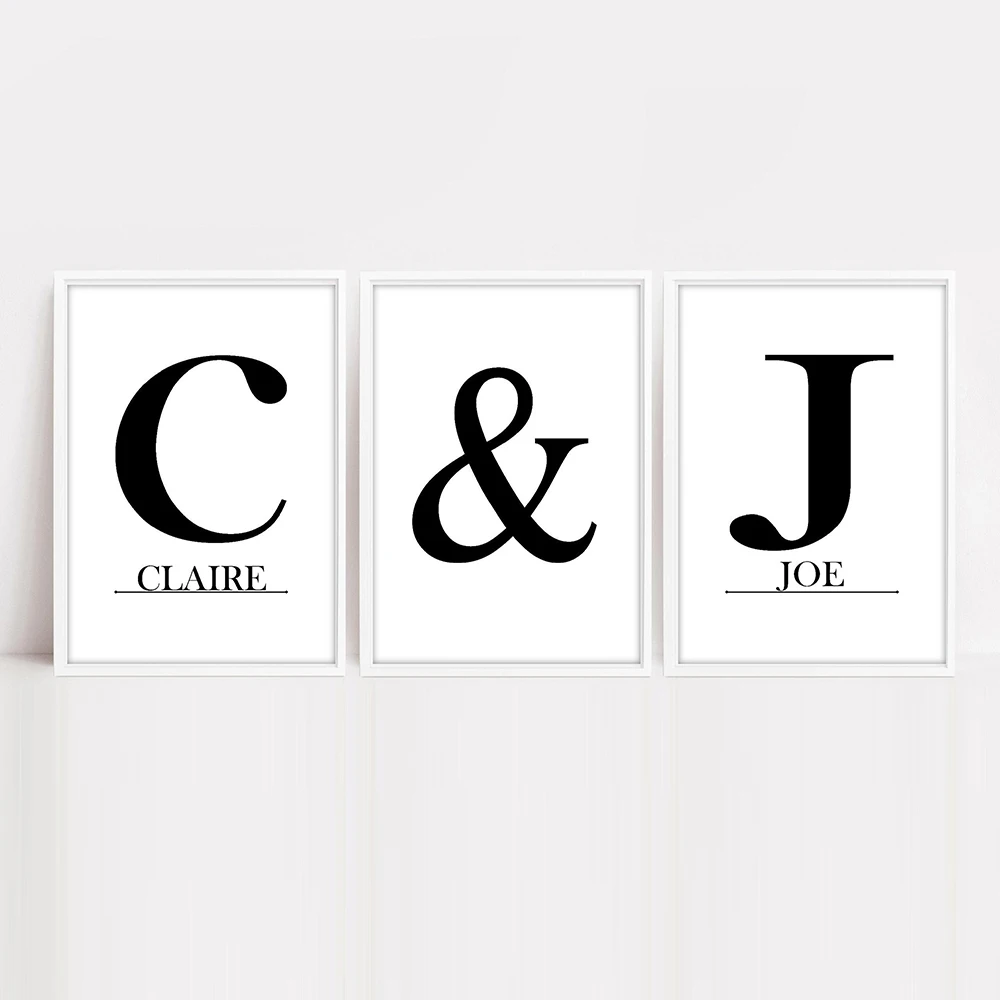 Personalised Custom Made Couples Initial letter Name Print Canvas Colorful Style Posters and Prints for Living Room Home Decor | Дом и сад