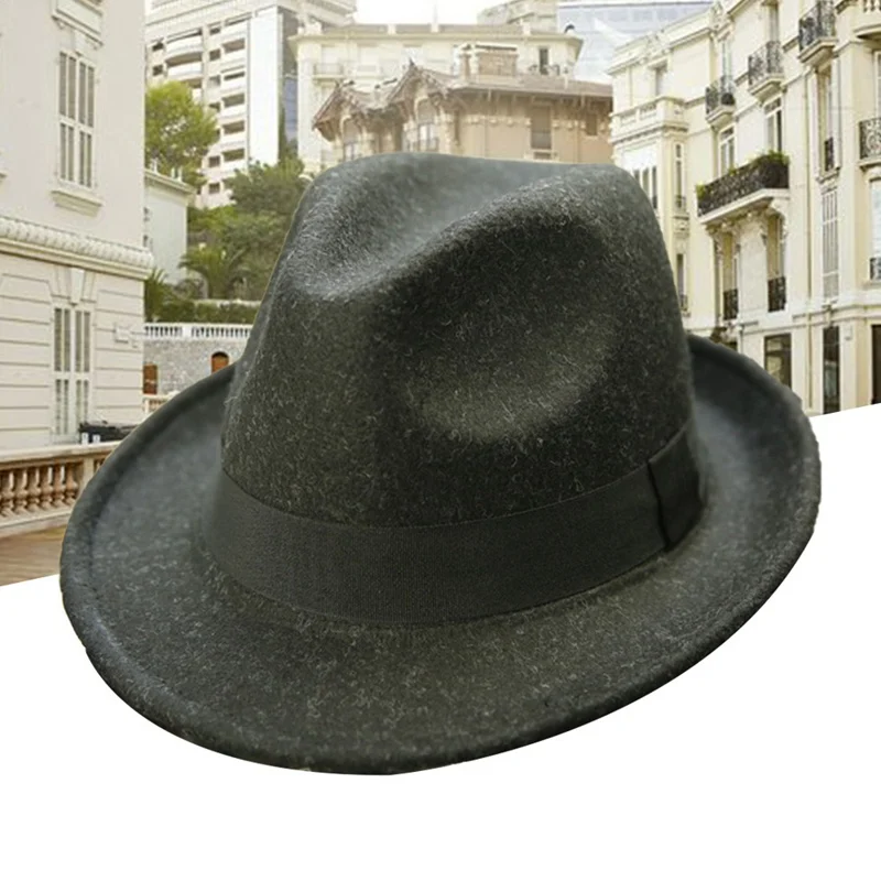 Men Felt Hat Winter Hat Men Imitation Woolen Classic British Autumn Jazz Streetwear Felt Hats For Men