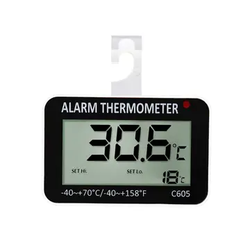 

Hanging Magnetic Digital Alarm Thermometer for Fridge Freezer with High & Low Temperature Alarm Battery Included 63HF