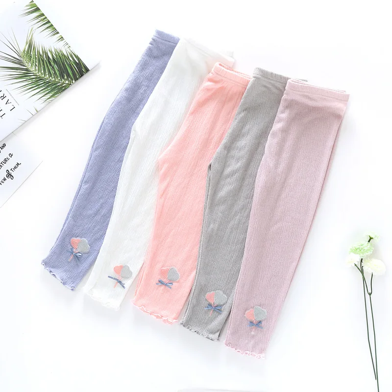 Summer New Style Crawler Korean-style Foamed Cotton Champray Frilled GIRL'S Cropped Trousers Children Base Pants