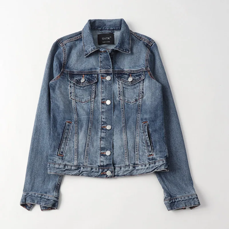 

Ul44 Classic Fold-down Collar Washing Faded Fit Shorts Denim Jacket Coat