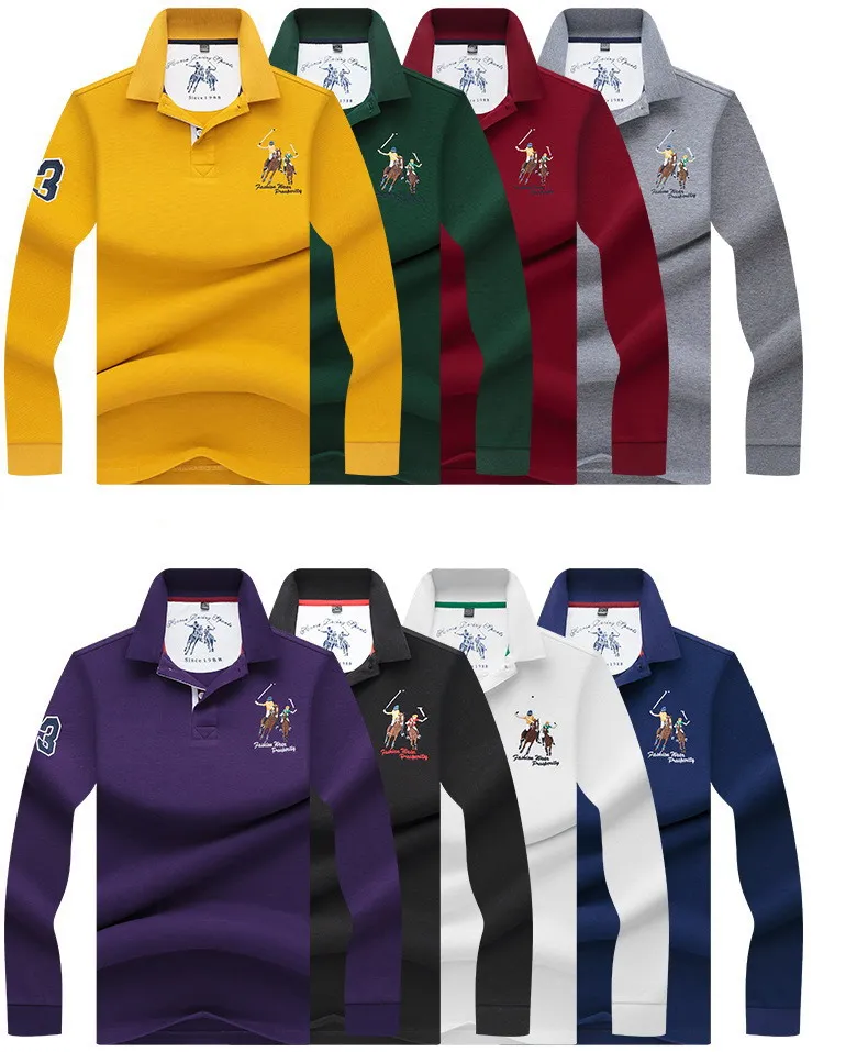 High Quality Solid color 3D Embroidery Polo Shirt Casual Polo Shirts men's Long sleeve polo shirt 2019 New Arrival polo shirt High Quality Solid color 3D Embroidery Polo Shirt Casual Polo Shirts men's Long sleeve polo shirt 2019 New Arrival polo shirt