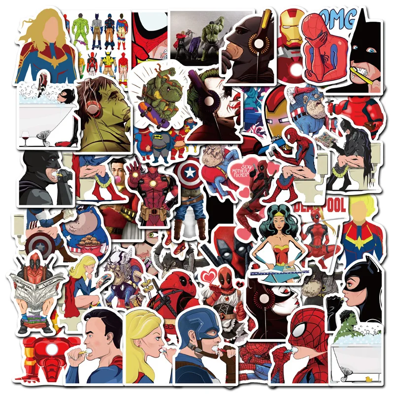 50 ⑤ упак. забавный фильм супер герой для Marvel аниме мультфильм наклейки