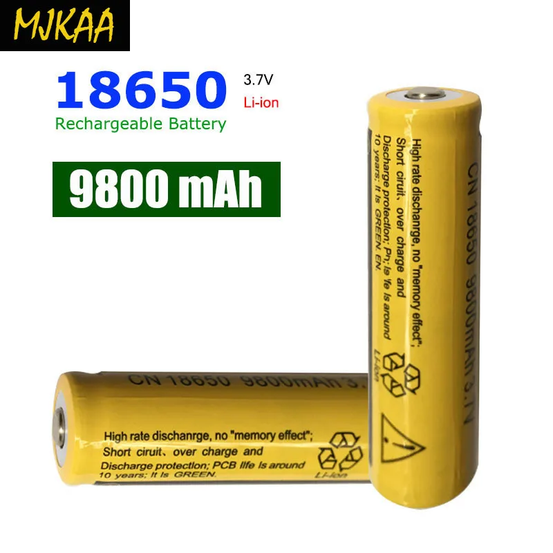 

MJKAA 18650 Battery 3.7V 9800mAh Rechargeable Li-ion for Led Flashlight Batteries Cell