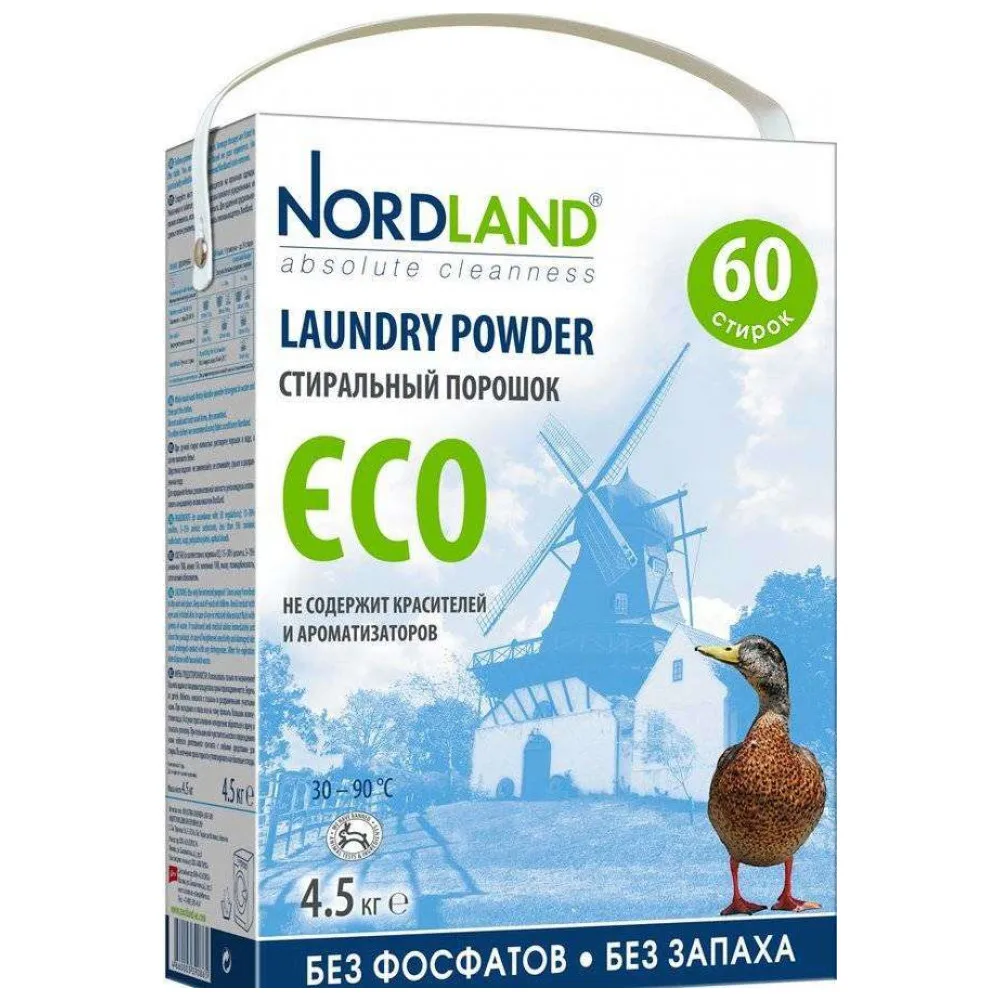 Стиральный порошок без фосфатов «Eco» Nordland, 4.5 кг