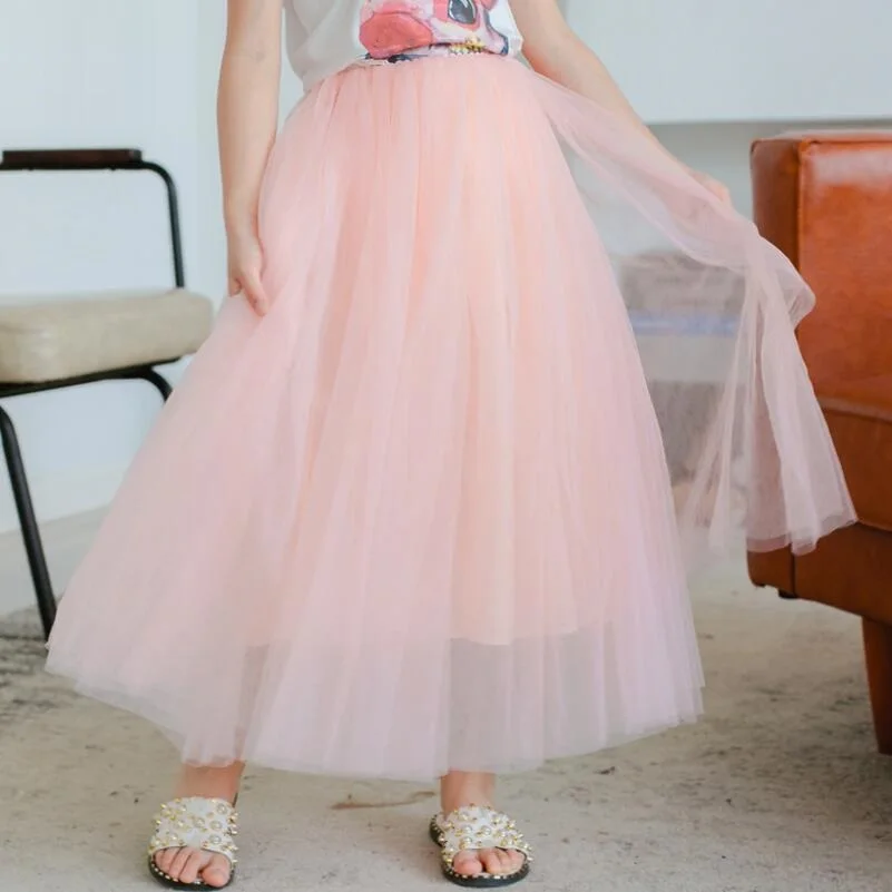 pink baby skirts Вечерние юбки для девочек-подростков на весну, осень и лето, детская одежда, юбки-пачки для девочек, длинная юбка принцессы, Детский костюм - Цвет: pink baby skirts