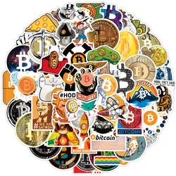 50pcs/Set Cartoon Bitcoin Sticker Btc Encrypted Virtual Currency Graffiti Pvc Helmet Laptop Hybrid Skateboard Suitcase Diy
