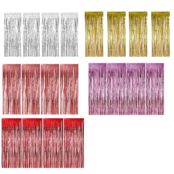 

PET Curtain Metal Shiny Curtain Flash Curtain Birthday Wedding Party Christmas Wall Decorations 4 Strips