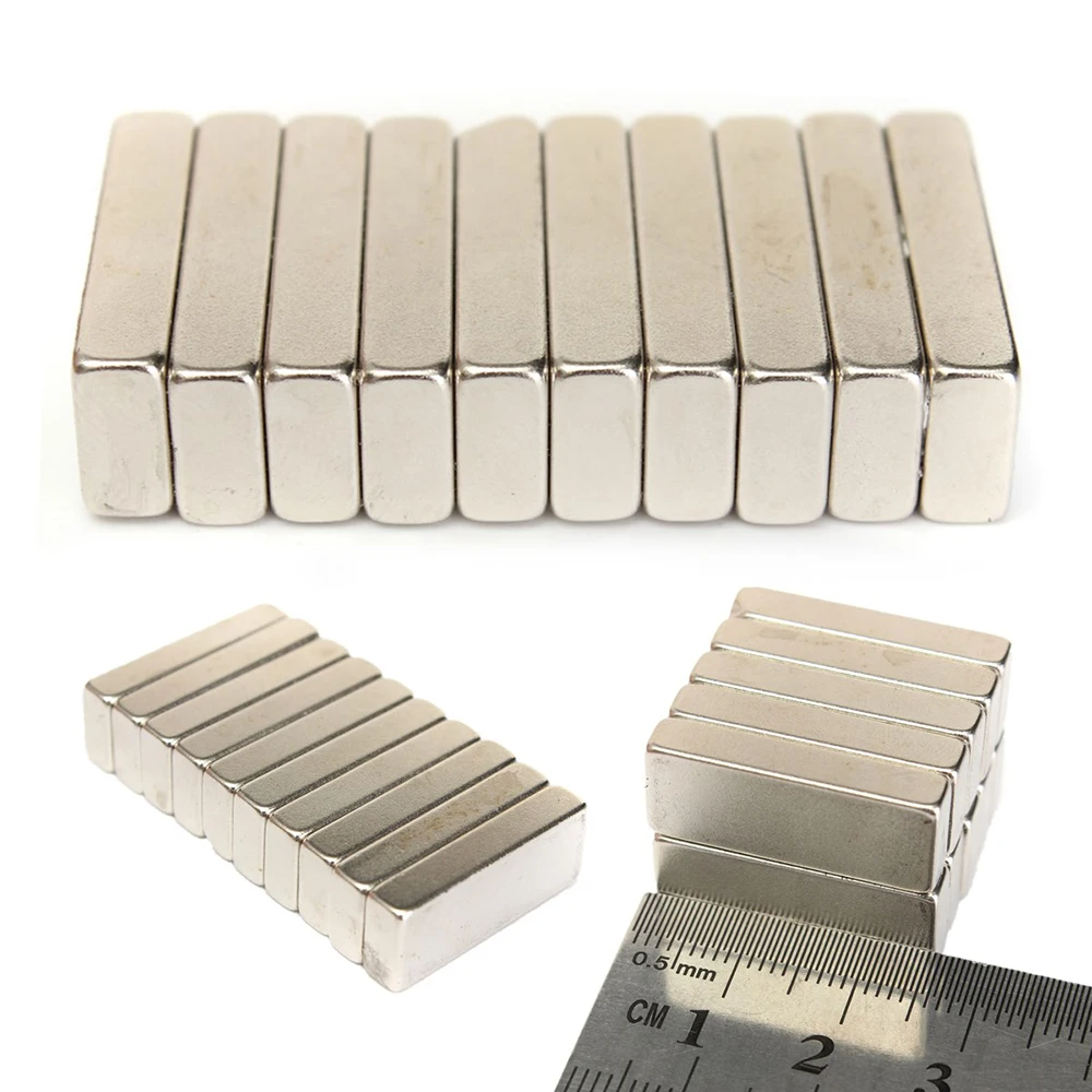 10pcs N52 Strong Magnety Blocks Permanent Rare Earth Neodymium Magnety for DIY Craft Scientific and Office Multi-use 25x10x5mm