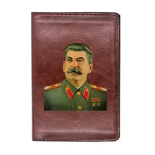 

CCCP Иосиф Виссарионович Сталин Passport Cover Leather Men Women Slim ID Card Holder Pocket Wallet Case Travel Accessories