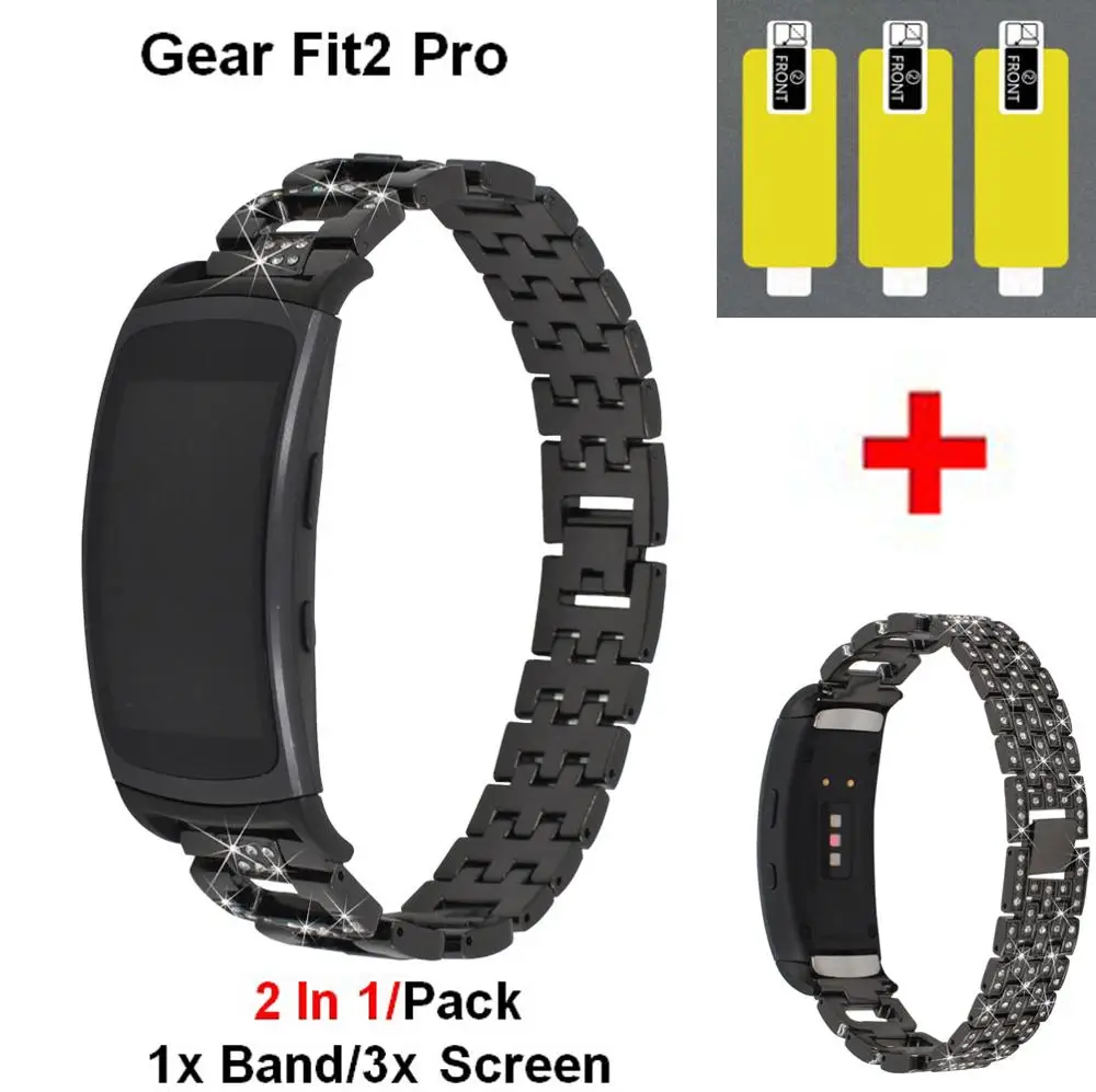 

2In1 Wristband For Samsung Gear Fit2 Pro Strap Watch Stainless Steel Bracelet + Screen Film For Samsung Gear Fit2 Fit 2 Pro Band