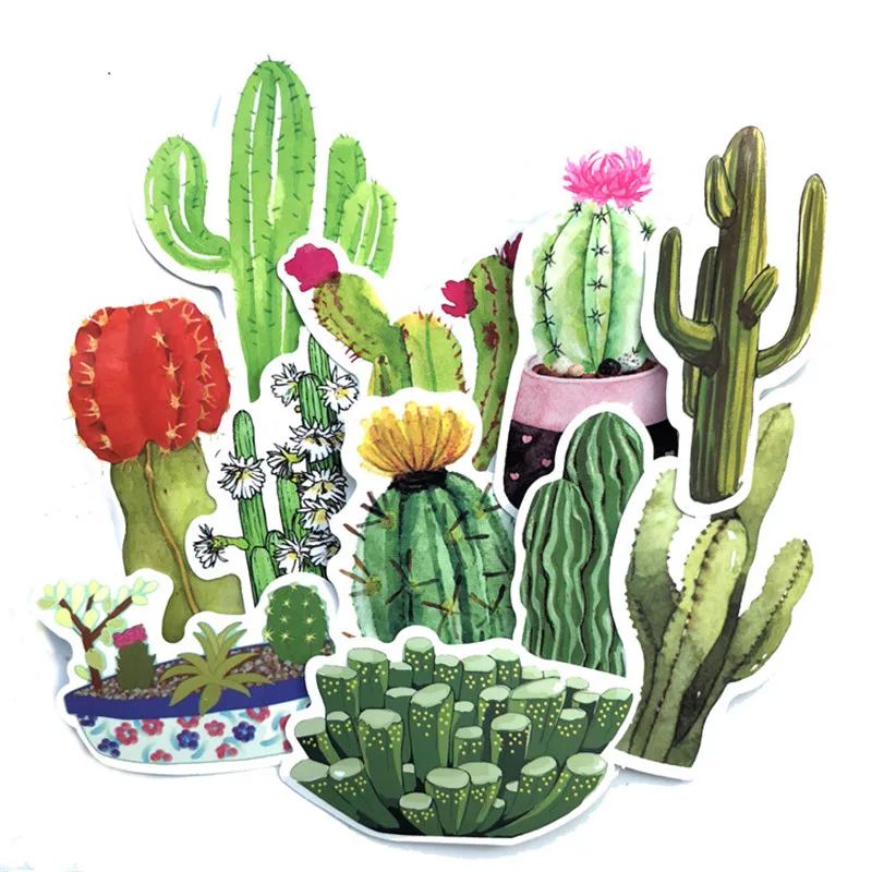 

71PCS Cute Succulent Plants Stickers Set 40mm Mini Potting Cactus Seal Sticker for DIY Journal Album Frame Decoration Kids Gift