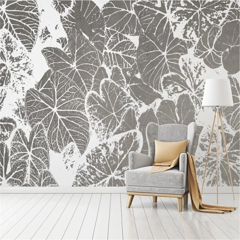 XUE SU Customized large wallpaper wall modern minimalist tropical plant leaf vein texture interior decoration painting