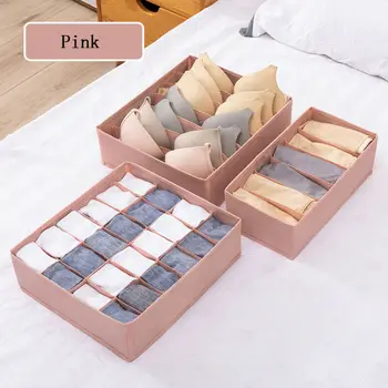 

3PCS Set Foldable Closet Drawer Clothing Organizer Portable Underwear Divider Storage Box For Underwear Bra Panty Socks