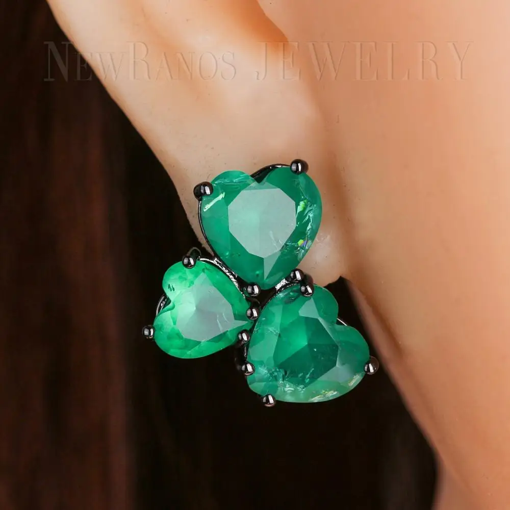 Элегантные серьги-гвоздики в форме сердца, серьги с зеленым камнем, вечерние женские модные ювелирные изделия EFX002502