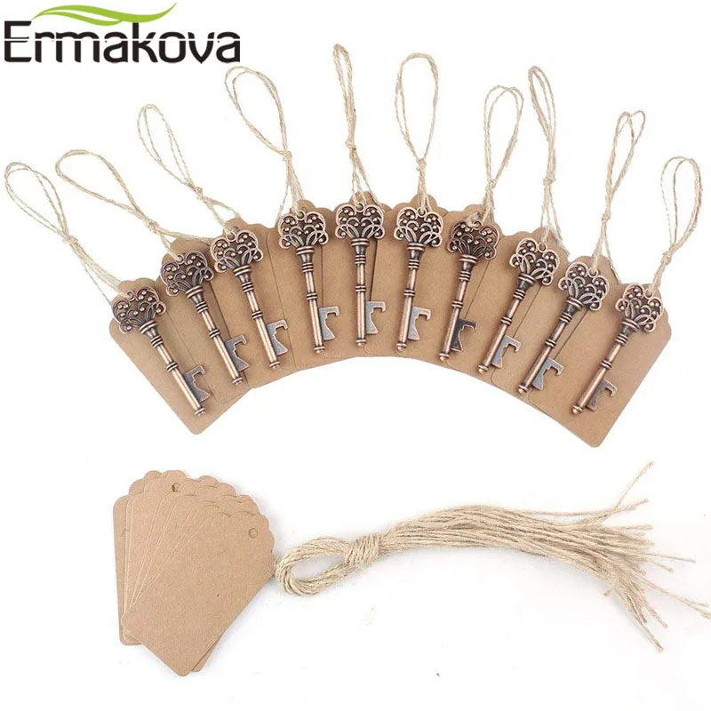 ERMAKOVA - 50 Pcs/Lot Retro Metal Skeleton Key Bottle Opener - DIY Wedding Favors and Gifts - Vintage Rustic Wedding Decorations image 6