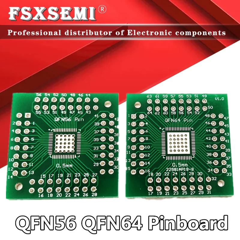 5pcs Pinboard Adapter plate QFN56 QFN64 to QFN conversion DIP conversion board 0.5mm pitch Transfer Board