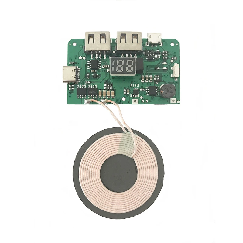 Qi Wireless Charger PCBA Circuit Board Power Bank Charger Module Coil Wireless Charging Micro Type-C USB Port Electric DIY KIT
