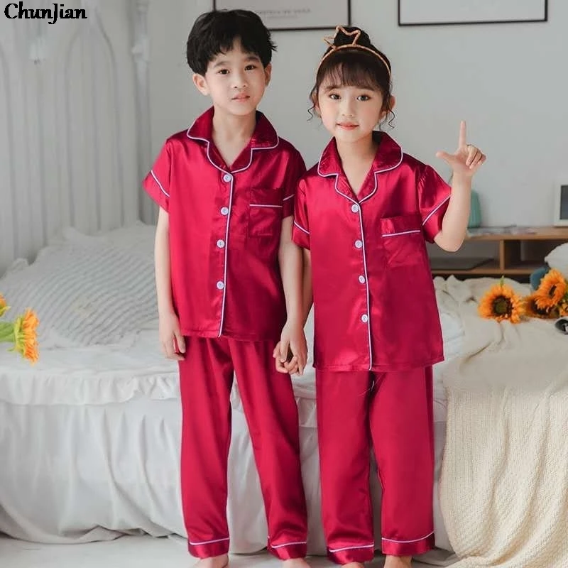 Kids-Satin-Pajamas-Children-Christmas-Pajamas-3-to-14-Years-Girls-Silk ...