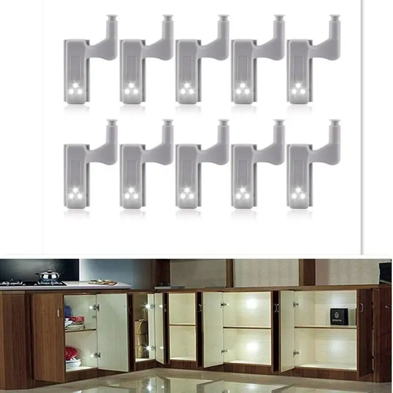 

MeterMall 10Pcs LED Smart Touch Induction Cabinet Light Cupboard Inner Hinge Lamp Sensor Light Night Light for Closet Wardrobe