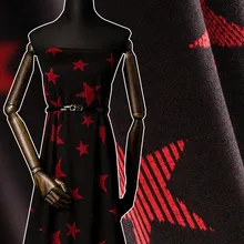 Трикотажная эластичная бархатная ткань высокого качества; модный материал; сезон осень-зима; шерстяное жаккардовое платье; ткань с принтом пятиконечной звезды