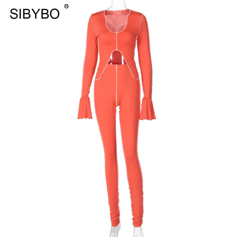 Женский спортивный костюм SIBYBO повседневный в полоску из двух предметов для