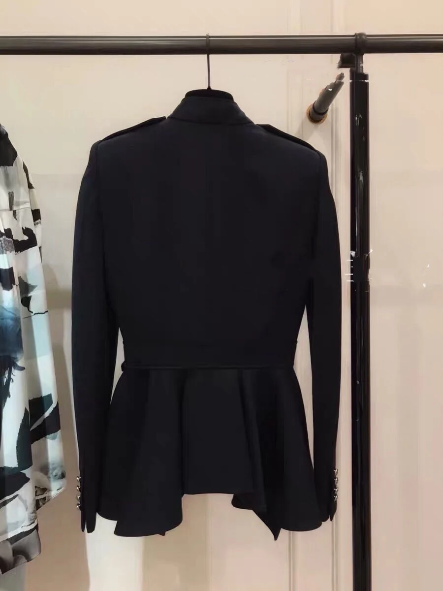 New Arrival Spring Women Clothes Fashion Asymmetrical High Waist Skirt Jacket Elegant Office Ladies Black Blazer