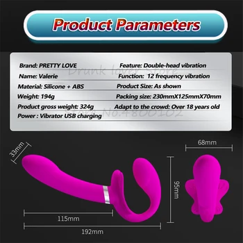 PRETTY LOVE Strap On Dildos G-Spot Vibrator For Lesbian 12 Speed Vibrating Double Penetration Panties Adult Sex Toys For Couples 5