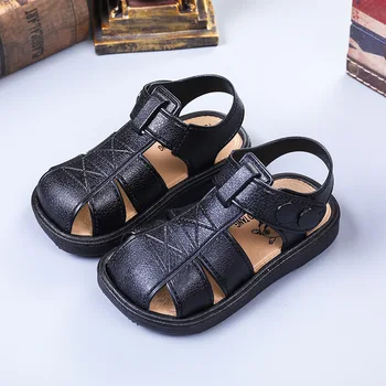 

2020 Summer Kids Shoes For Baby Boy Snadals PVC Children Beach Shoes Hollow Sandals With Lightweight Buckle Design Black Brown