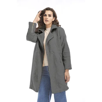 

Fashion New Womens Long Coats 2018 Winter Open Stitch Wool Blend Coat and Jacket Turn-down Collar Solid Ladies Coats