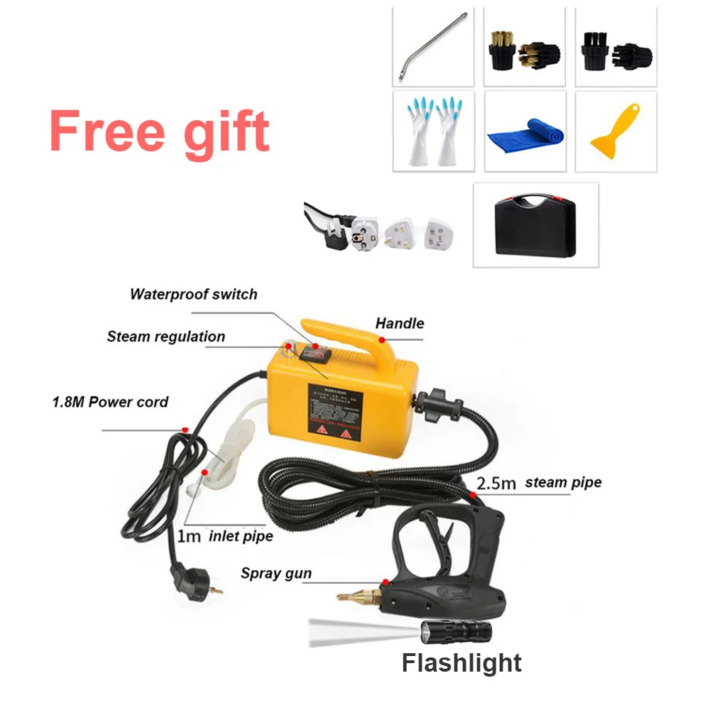 Limpiador de vapor portátil de 220V, vaporizador de mano para el hogar, oficina, habitaciones, aparatos de limpieza, accesorios, herramienta de cepillo de cocina