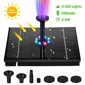 

Newly Upgraded Solar Fountain Pump Solar Panel Set Floating Bird Bath Water Pump With 8 LED Colorful Lights For Gardens Ponds