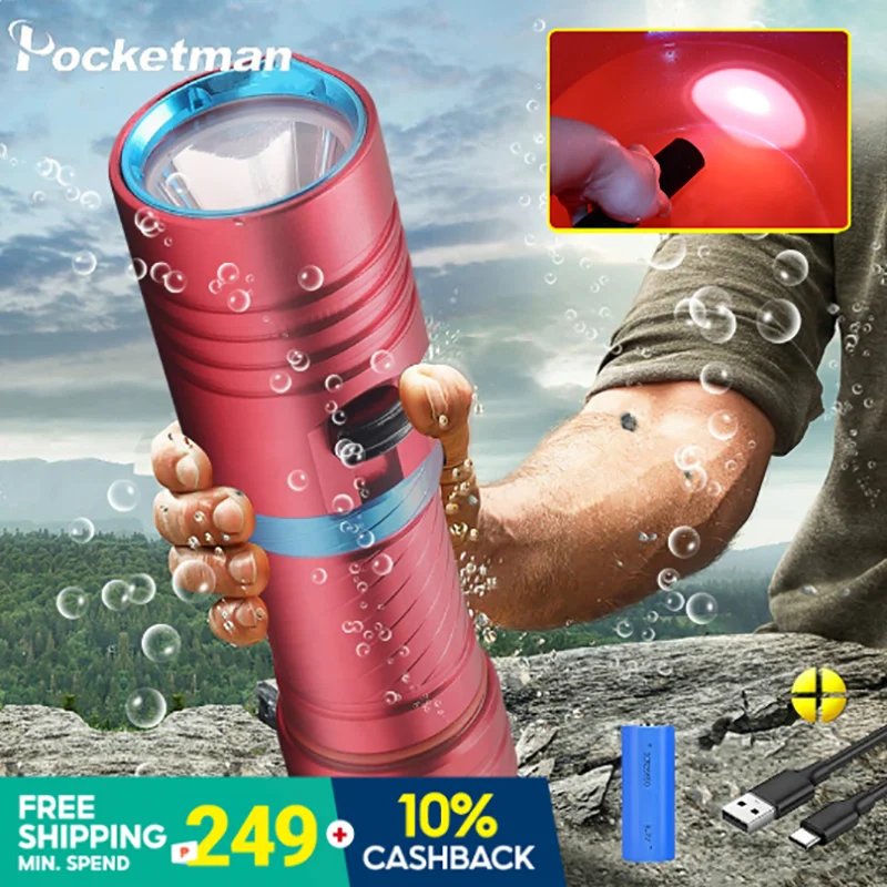 2021 NEW 45000LM XM L2 LED diving flashlight Scuba flashlight LED 200M
