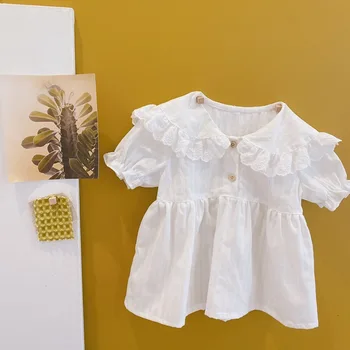 

2020 Best Selling Baby Girls Lace Shirt Summer Kids Girls Blouse Children Clothing 1-7 Years