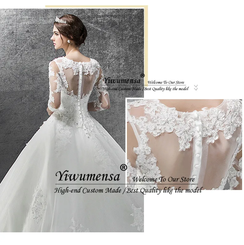 3/4 рукава бальное платье роскошное свадебное платье размера плюс Robe De Mariee Аппликации Свадебные платья Vestido De Novias платья невесты