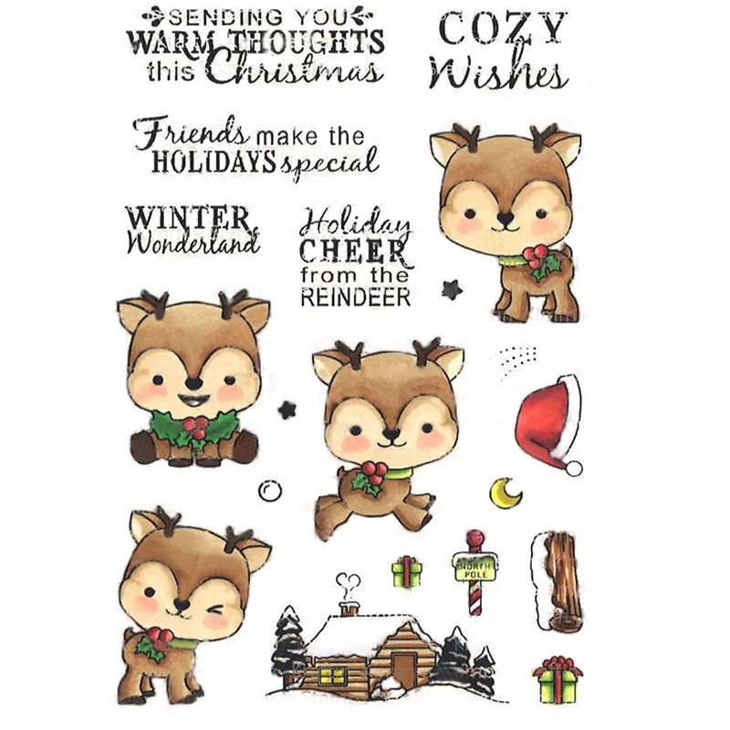 

YaMinSanNiO Fox House Winter Christmas Clear Stamps for Scrapbooking Rubber Stamps for Card Making Embossing Cuts Wax Seal 2019