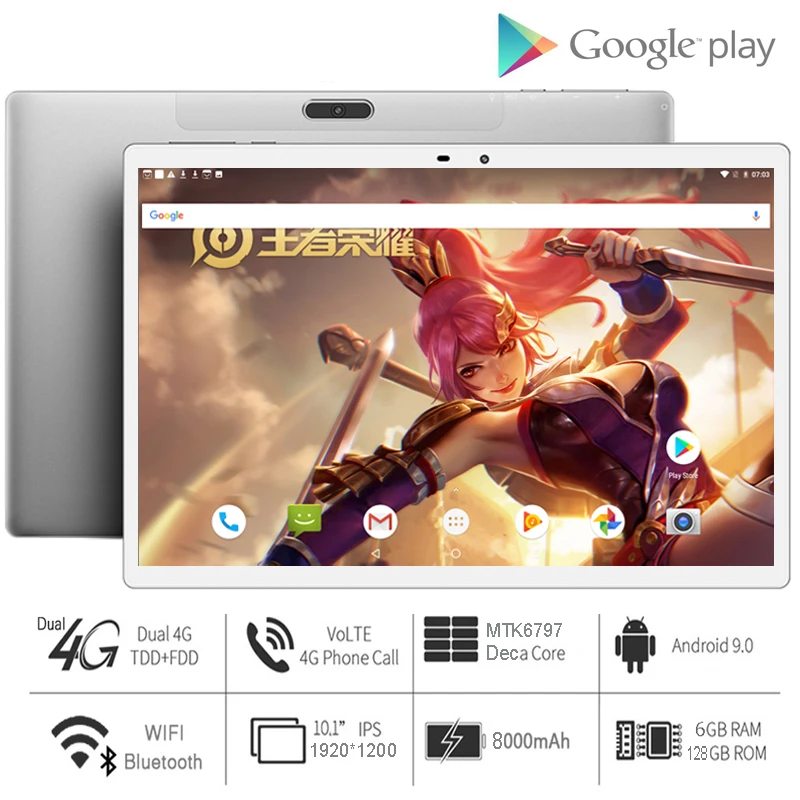 

Hot New Ultra Slim 10 inch Tablet PC Deca Core 6GB RAM 128GB ROM 2.5D Tempered Glass Camera Android 10.0 Tablet 5G WiFi GPS
