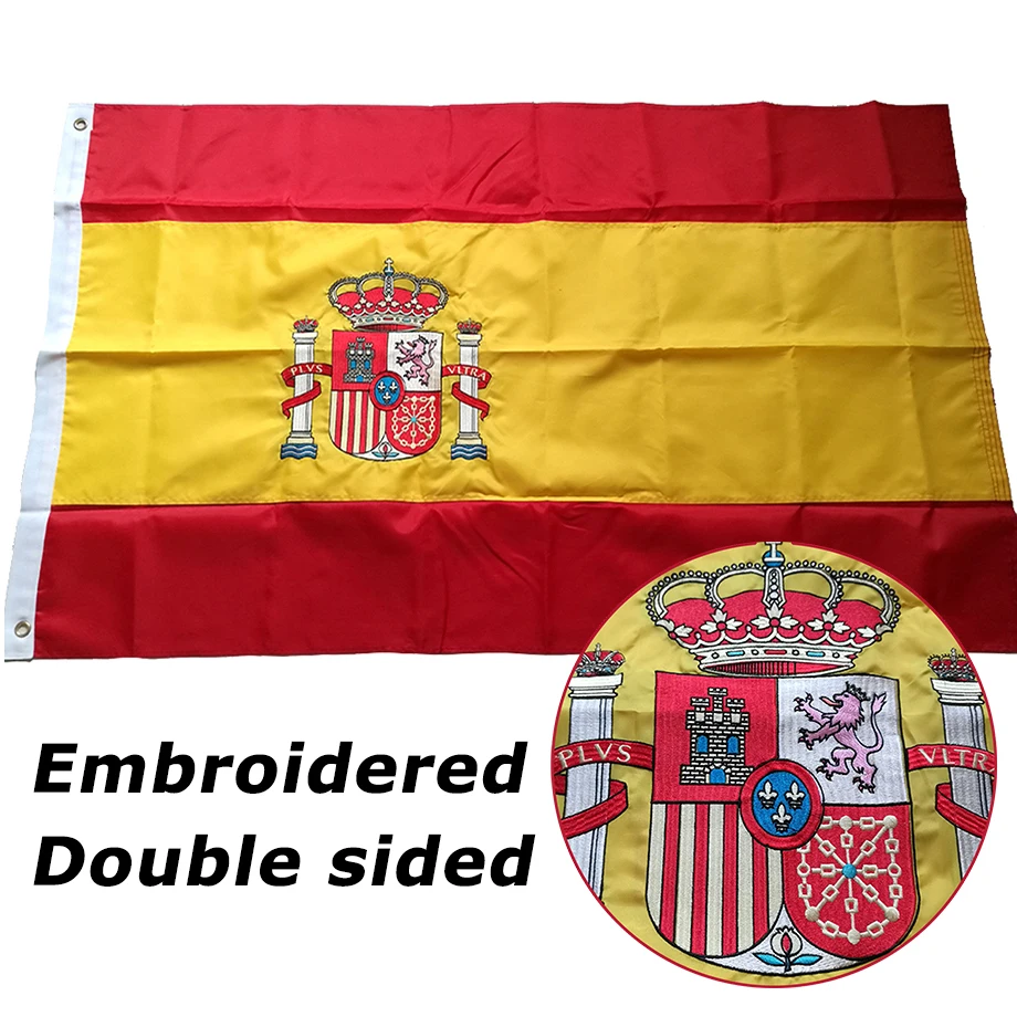 Spain with Crest Bunting 9mtr 30ft Long with 30 Cloth Fabric Flags 