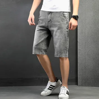 

Men's jeans elastic loose pants summer thin light color pants straight casual denim shorts men's fashion