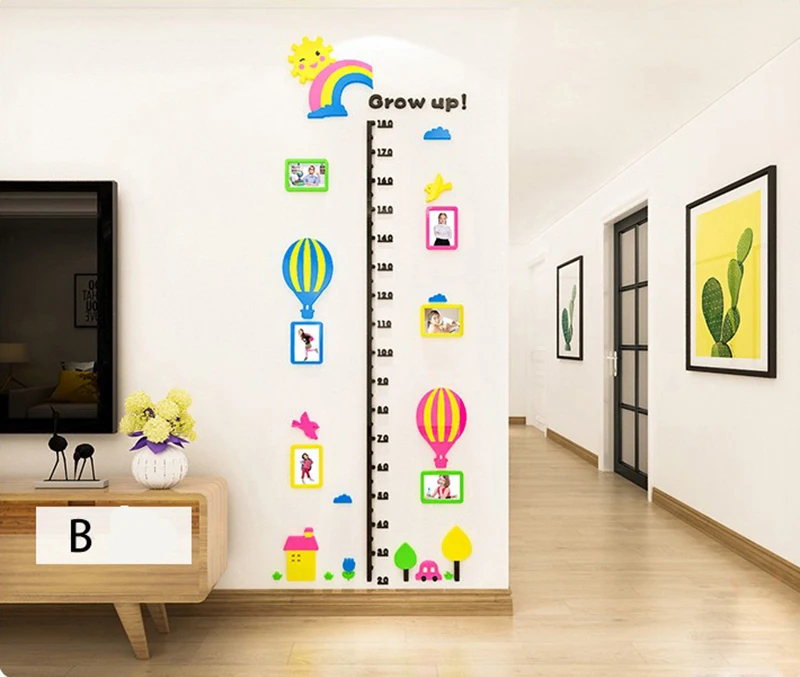Cartoon 3D Height Stickers Baby Measurement Height Ruler Children Room Kindergarten Living Room Bedroom Wall Stickers Decoration