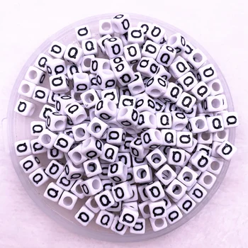 

100pcs/lot "Q"White Alphabet/ Letter Acrylic Cube Beads For DIY Jewelry Making 6x6mm(1/4"x1/4")