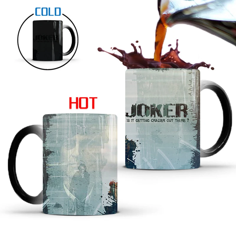 

Dropshipping 1Pcs New Joker 350ml Color Changing Mug Ceramic Coffee Milk Cup Cold Water Color Change Mugs