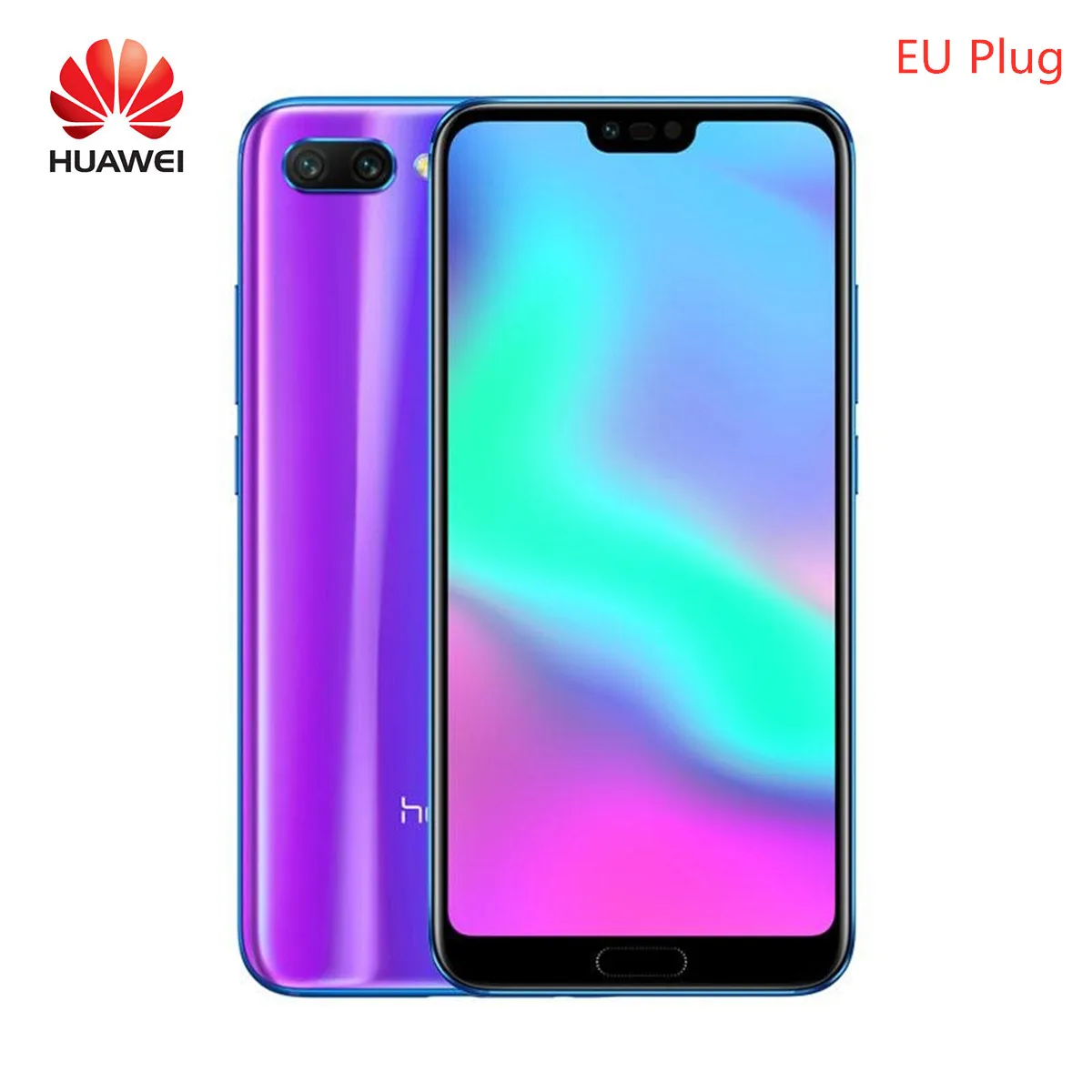 Blue EU plug Honor 10 Android 8,1 4+ 128G мобильный телефон 5,84 ''Kirin 970 NFC Смартфон AI процессор 24MP камера 3400 мАч Быстрая зарядка - Цвет: Blue EU plug