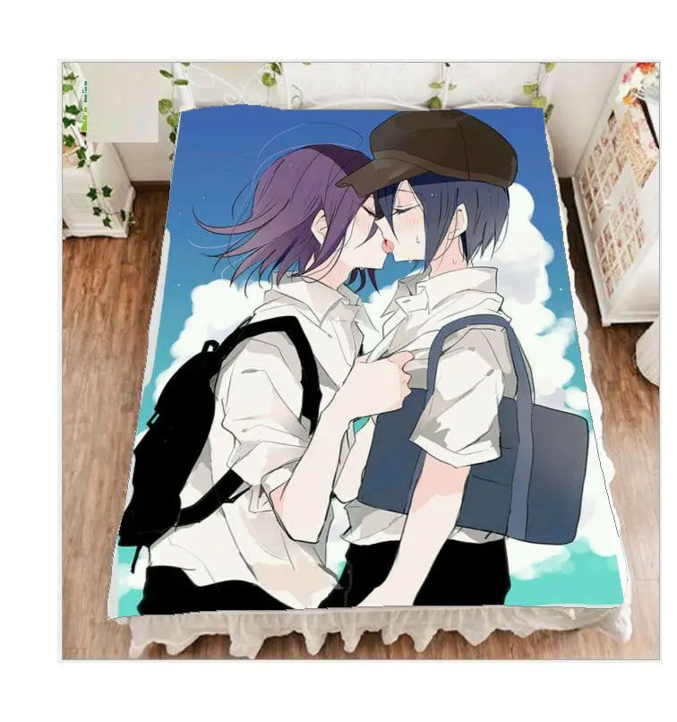 Флисовое одеяло Danganronpa V3 Ouma Kokichi Saihara Shuichi Kiss простыня 79X59&quot|Одеяла| |